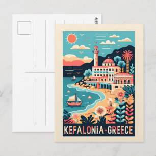 Vintage Kefalonia Greece Reise Souvenirs Postkarte