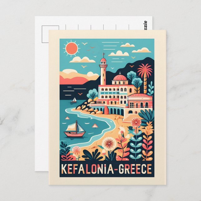 Vintage Kefalonia Greece Reise Souvenirs Postkarte (Vorne/Hinten)