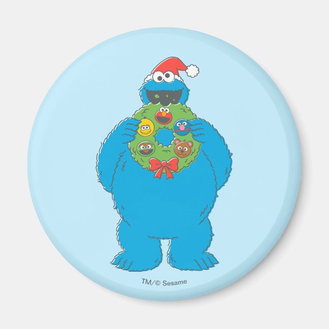 Vintage-Kekse-Monster-Weihnachtskranz Magnet (Vorne)