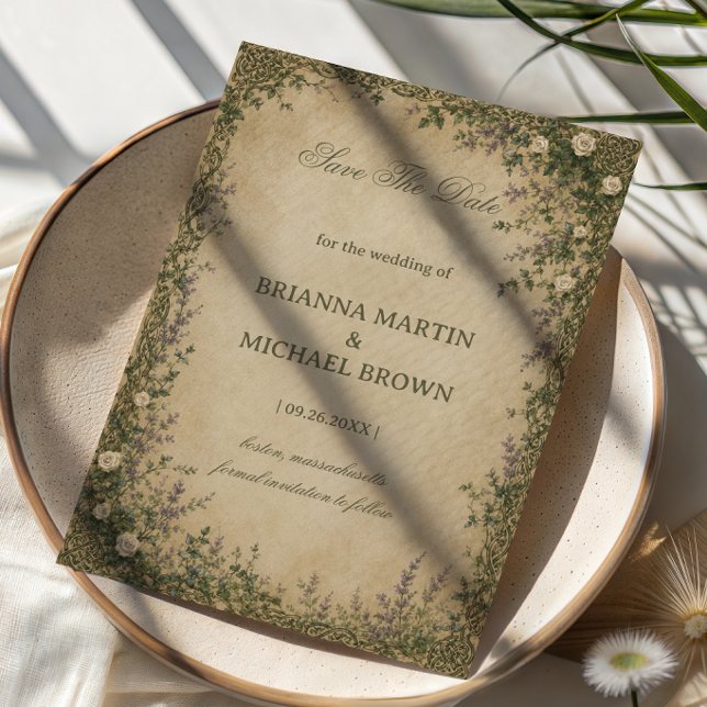 Vintage keltische Botanik Save The Date (Von Creator hochgeladen)