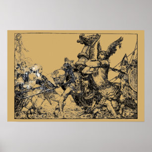 Vintage-keltische und Wikinger-Krieger von Willy P Poster