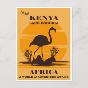 Vintage Kenia Afrika Lake Bogoria Flamingo Postkarte