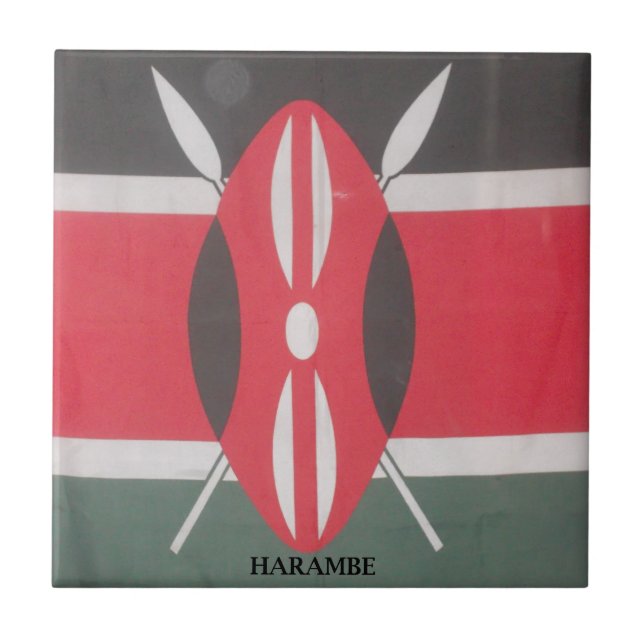 Vintage-Kenia-Flagge Harambe-Design Fliese (Vorderseite)