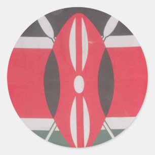 Vintage-Kenia-Flagge Harambe-Design Runder Aufkleber