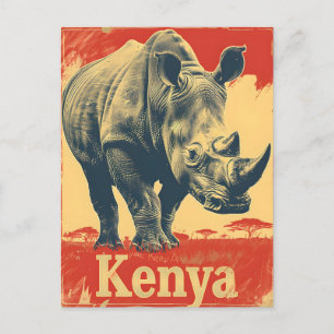 Vintage Kenia Nashorn Postkarte