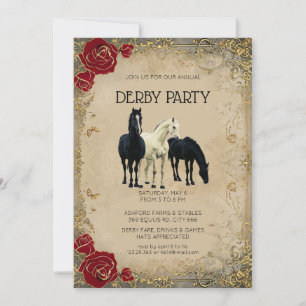 Vintage Kentucky Derby Party-Einladung Pferde Ros Einladung