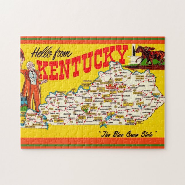 Vintage Kentucky Karte Postkarte Puzzle (Horizontal)