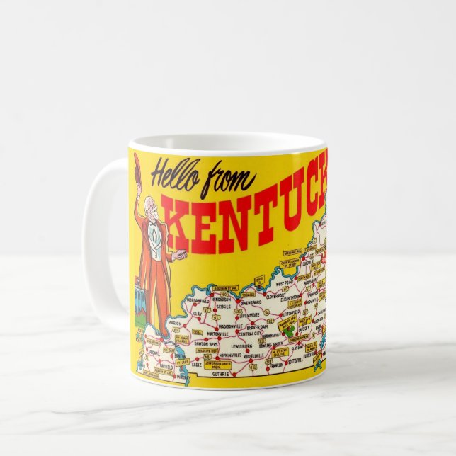 Vintage Kentucky Map Tasse (Vorderseite Links)