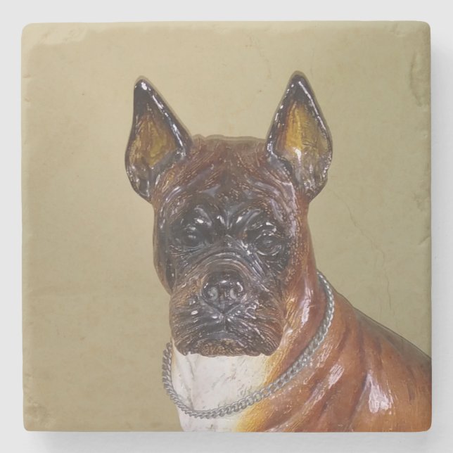 Vintage Keramik Boxer Stone Untersetzer (Vorderseite)