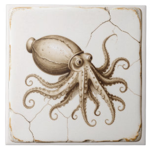 Vintage Keramik Tintenfisch Tile Fliese