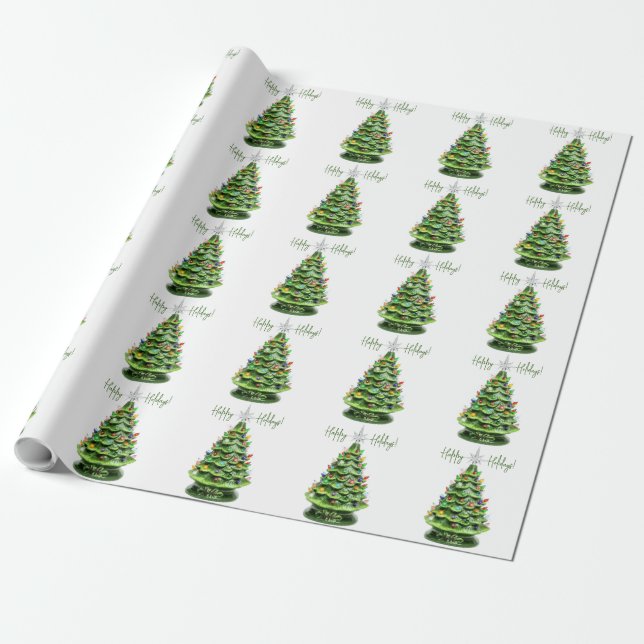 Vintage Keramik Weihnachtsbaum Geschenkpapier (Ungerollt)