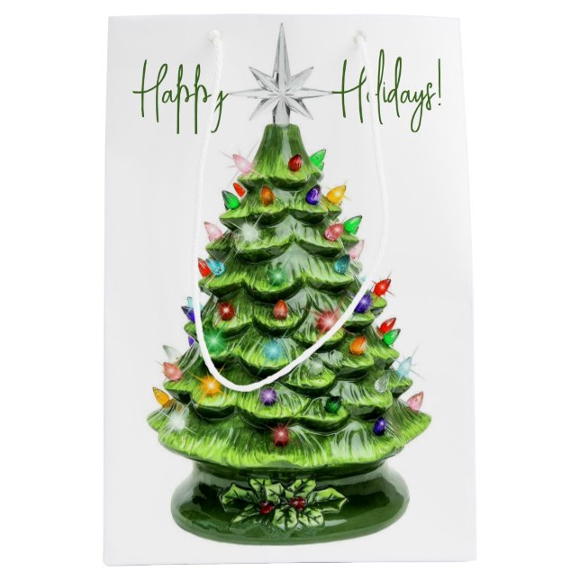 Vintage Keramik Weihnachtsbaum-Geschenktasche Mittlere Geschenktüte (Vorderseite)