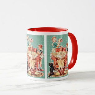 Vintage-Kernfamilie der 1950er Jahre, Hausfrauenku Tasse