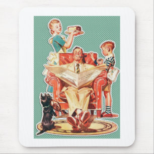 Vintage-Kernfamilie der 1950er Jahre, Retro-Hausfr Mousepad