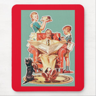 Vintage-Kernfamilie der 1950er Jahre, Retro-Hausfr Mousepad