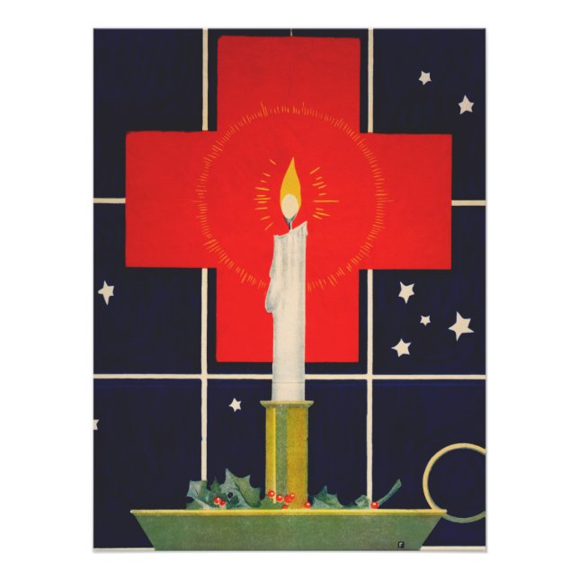 Vintage Kerze mit Kreuz-Zeichen Poster (Vorderseite)