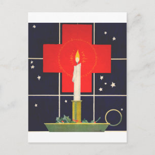 Vintage Kerze mit Kreuz-Zeichen Postkarte