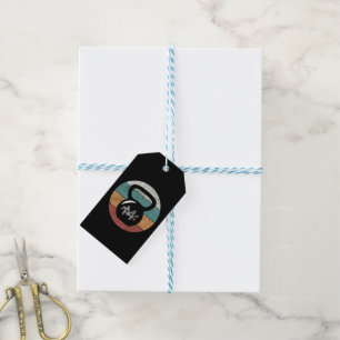Vintage-Kettlebell mit individuellem Monogramm-Ini Geschenkanhänger