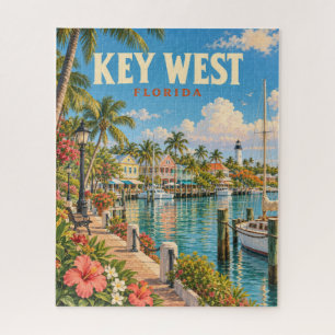 Vintage Key West Florida Hafenpromenade Puzzle