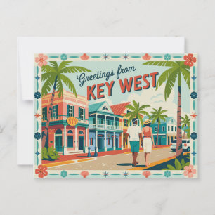 Vintage Key West Postkarte Grüße aus