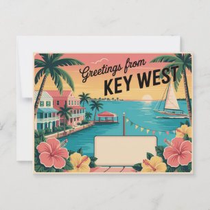 Vintage Key West Postkarte Grüße aus