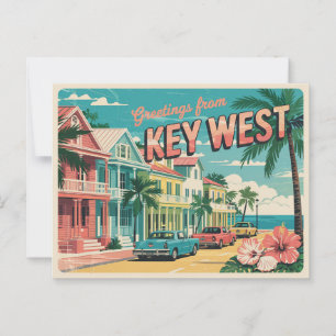 Vintage Key West Postkarte Grüße aus