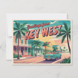 Vintage Key West Postkarte   Grüße aus