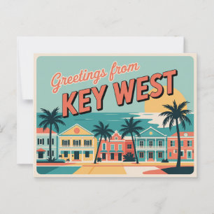 Vintage Key West Postkarte Grüße aus