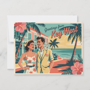 Vintage Key West Postkarte Grüße aus