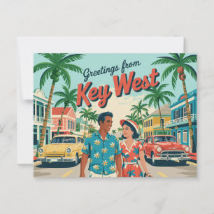 Vintage Key West Postkarte Grüße aus