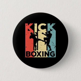 Vintage Kickboxing Tee - Martial Arts Retro Kickbo Button