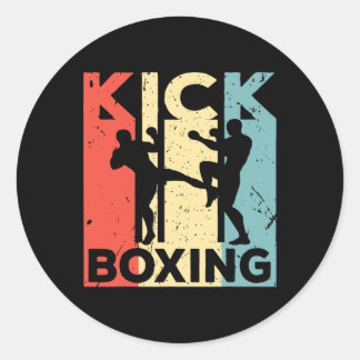Vintage Kickboxing Tee - Martial Arts Retro Kickbo Runder Aufkleber