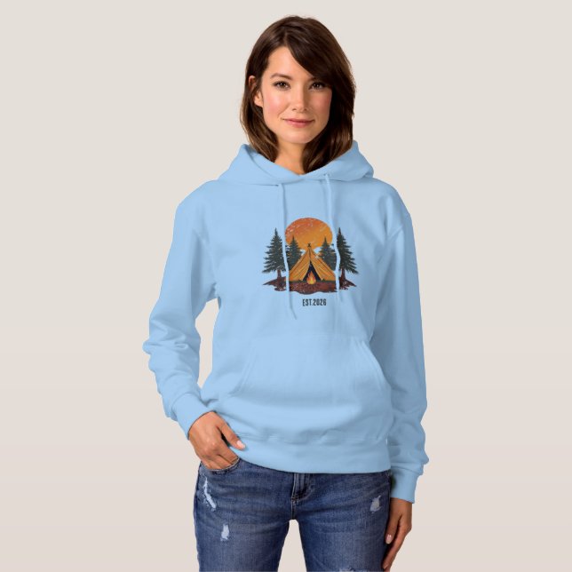 Vintage-Kiefern & Bergcamping Hoodie (Vorne ganz)