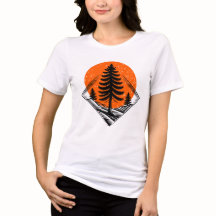 Vintage-Kieferwald-Sonnenuntergang-T-Shirt