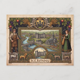 Vintage Kilkenny Irland Erbstück keltische Postkar Postkarte