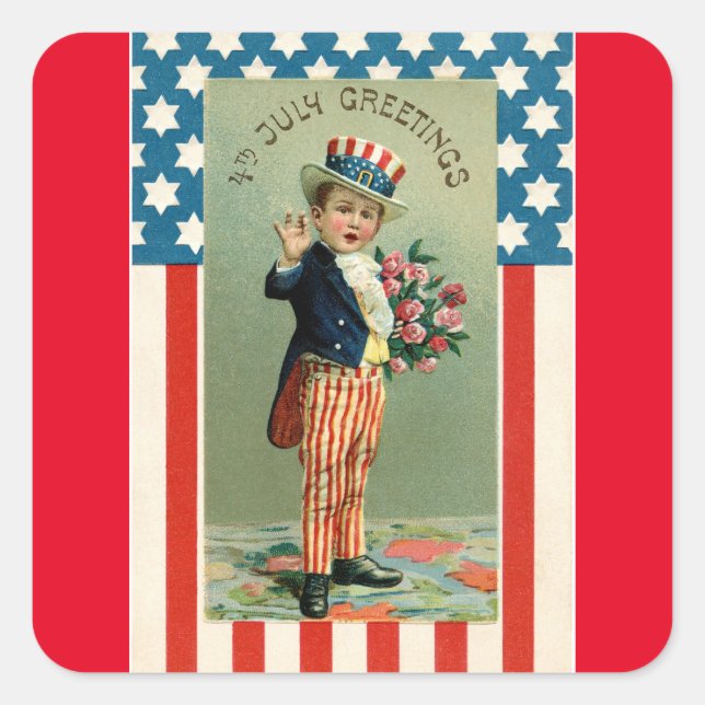 Vintage Kind als Onkel Sam Aufkleber (Vorderseite)