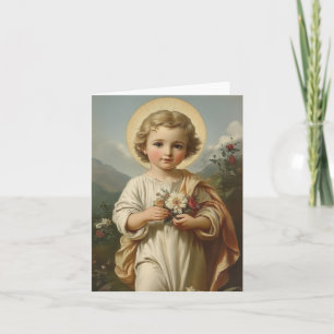Vintage Kind Jesus Blumen religiös Dankeskarte
