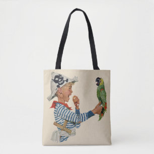 Vintage Kind, Junge spielt Piratenpapagei