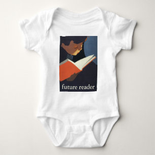 Vintage Kind liest ein Buch aus der Bibliothek Baby Strampler