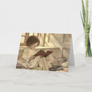 Vintage Kind liest ein Buch, Jessie Willcox Smith Karte