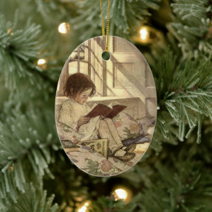 Vintage Kind liest ein Buch, Jessie Willcox Smith Keramik Ornament