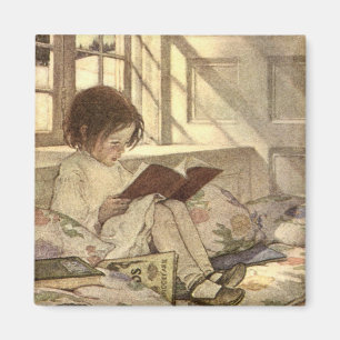 Vintage Kind liest ein Buch, Jessie Willcox Smith Magnet