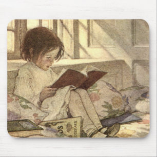 Vintage Kind liest ein Buch, Jessie Willcox Smith Mousepad