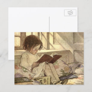 Vintage Kind liest ein Buch, Jessie Willcox Smith Postkarte