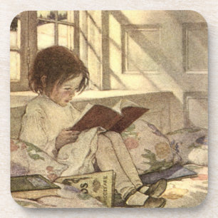 Vintage Kind liest ein Buch, Jessie Willcox Smith Untersetzer