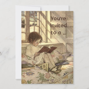 Vintage Kind liest ein Buch Schulabschluss Einladung