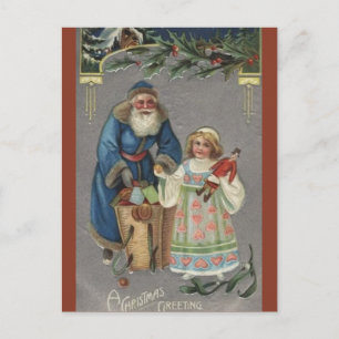 Vintage Kind mit blauem St. Nick Weihnachten Postkarte