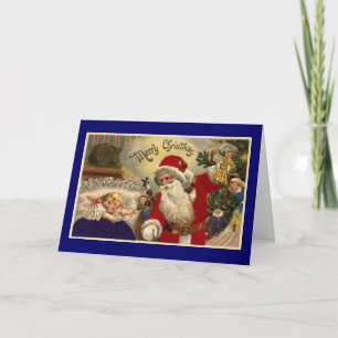 Vintage Kind mit Weihnachtsmann Weihnachtskarte Feiertagskarte