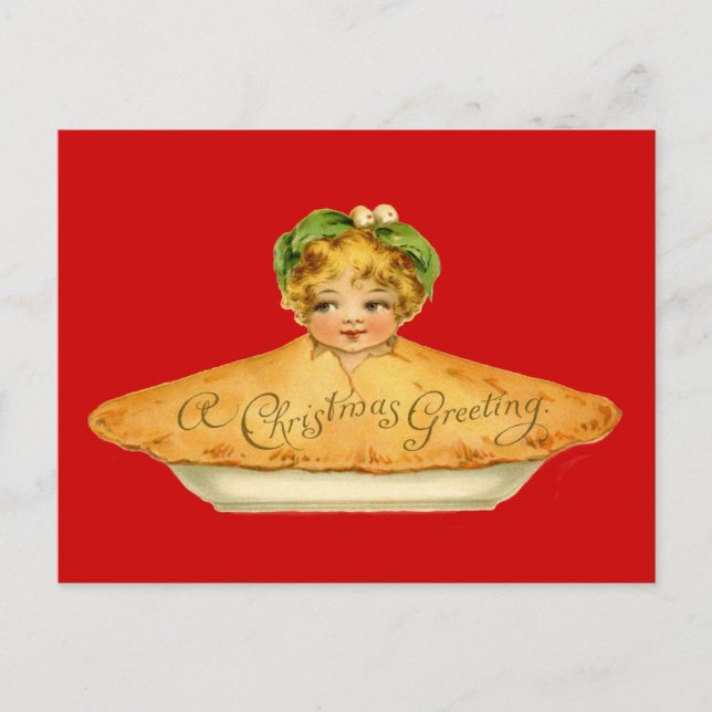 Vintage Kind & Pie Postkarte (Vorderseite)