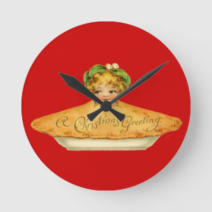 Vintage Kind & Pie Runde Wanduhr